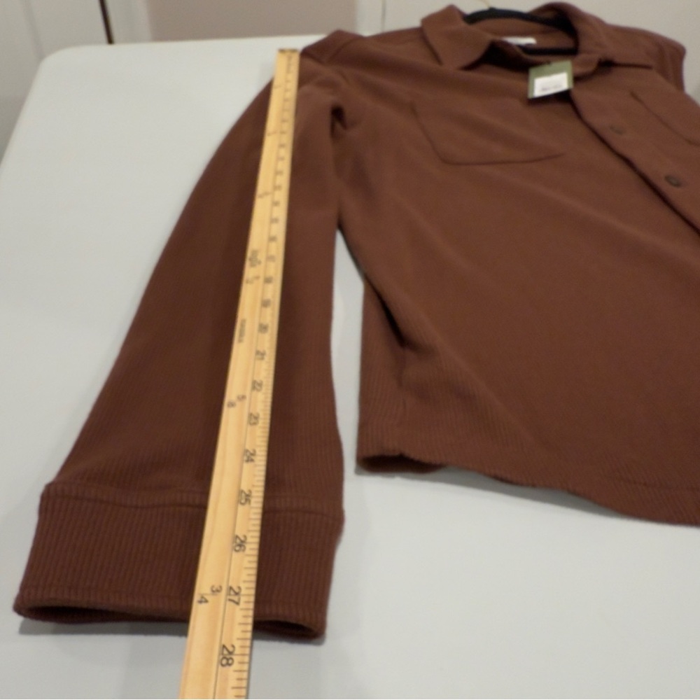 Good Fellow Chocolate Brown Shirt Jacket Men Size XL Preppy Ribbed Knit - Picture 14 of 14